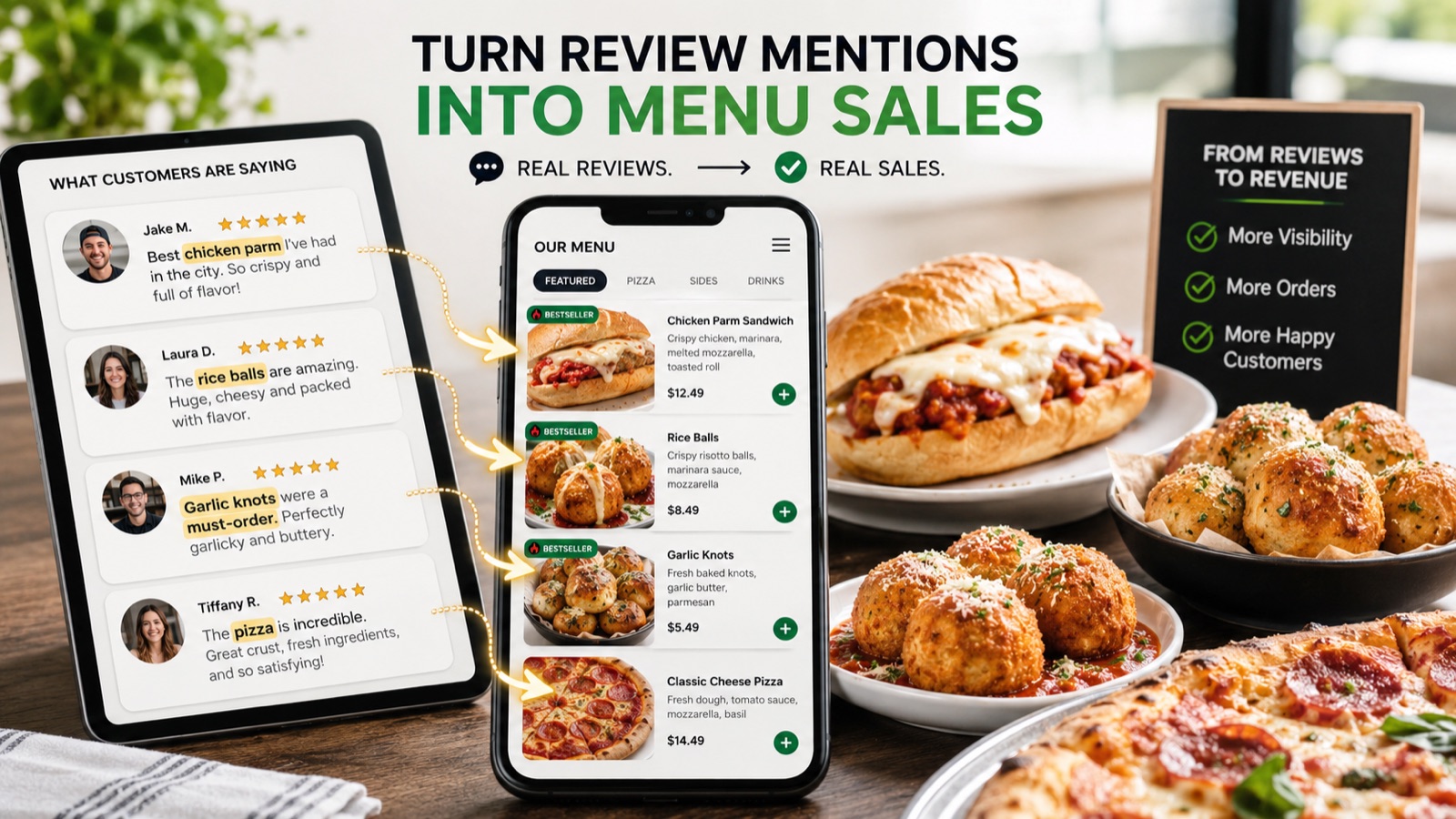 Turn review mentions into menu sales — customer reviews mapped to DoorDash menu items